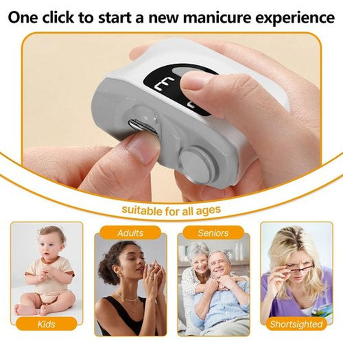 2 in 1 Improved Nail Clippers Set, Electric Nail Clipper, 2026 Improved Automatic Nail File Trimmer with Polishing for Kids, Adult, Seniors, Men, Caregivers (Gift Oblique Nail Clippers)-Grey