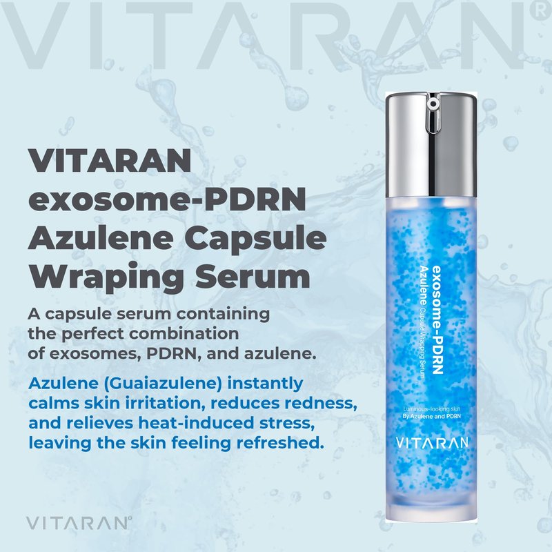 VITARAN exsome PDRN AZULENE CAPSULE WRAPPING SERUM, The rejuvenation energy of the original salmon PDRN. Azulene's skin calming effect, completion of glowing skin. Korean skincare