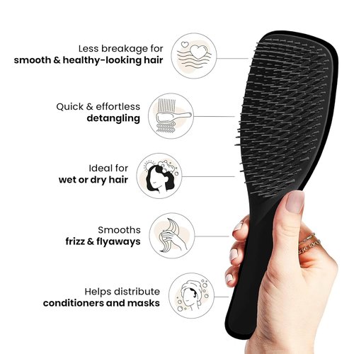 TANGLE TEEZER The Wet Detangler Brush - Liquorice Black for All Hair Types | Unisex Adult