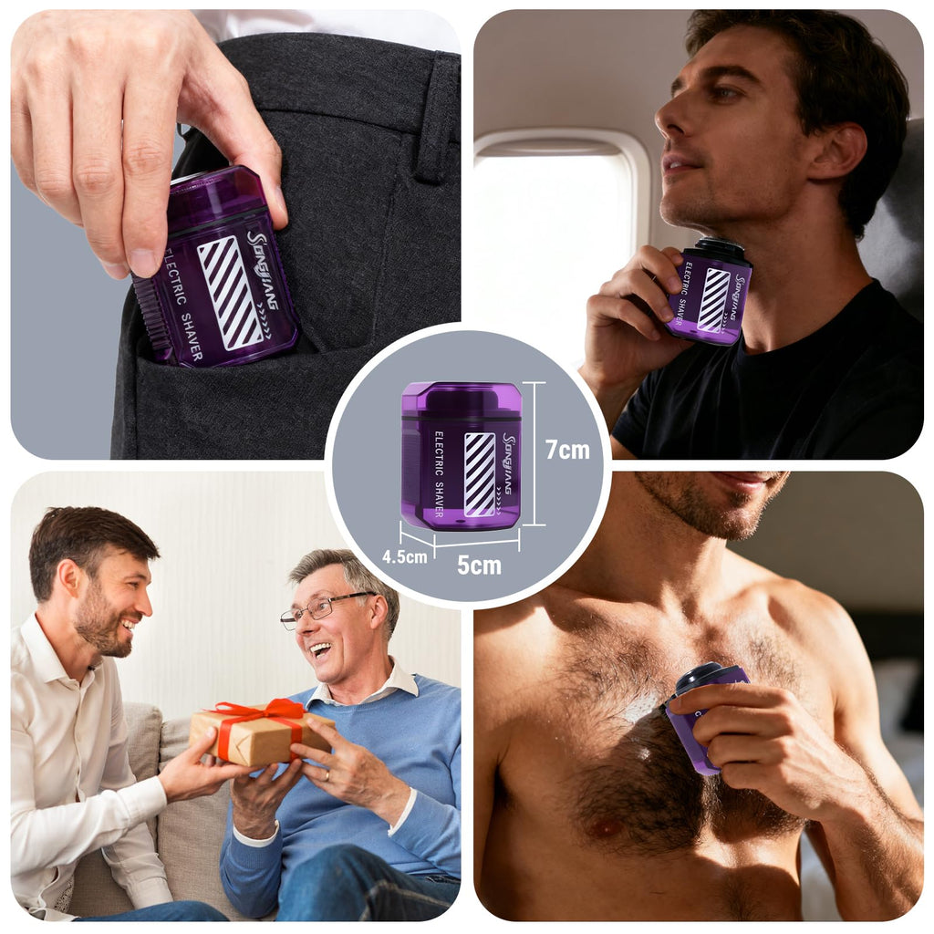2 Pack Mini Electric Shaver Portable Travel Shavers Pocket Shaver USB-C Rechargeable Travel Razor for Men Electric Beard Trimmer Suitable for Home car Office and Business Travel Unisex Easy Cleaning