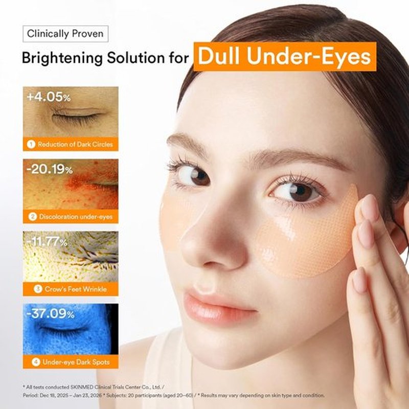 Abib Glutathione Kojic Acid Eye Patches - Brighten Dark Circles & Spots | 60 Count Korean Skin Care