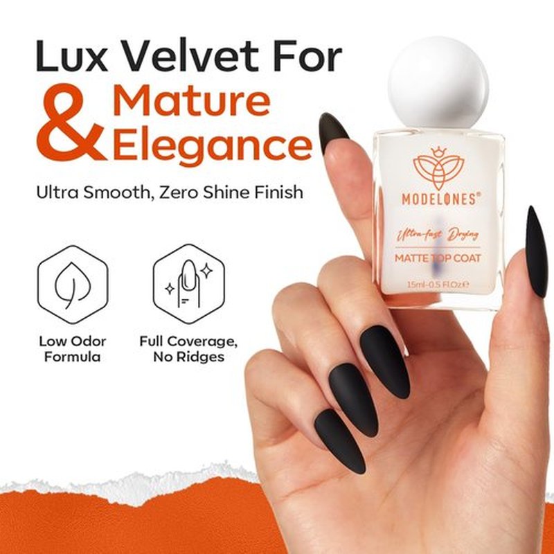 Modelones Matte Top Coat Nail Polish - Quick Dry, Long Lasting, Salon Quality | 0.5 Fl Oz