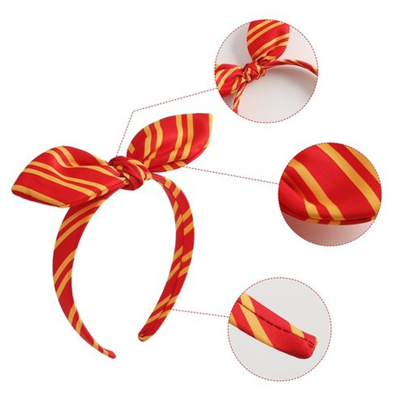 JiaDuo Knotted Bow Headband for Women Wizard Costume Striped Headwear Halloween Party Trip Witch Cosplay Hair Accessories Red