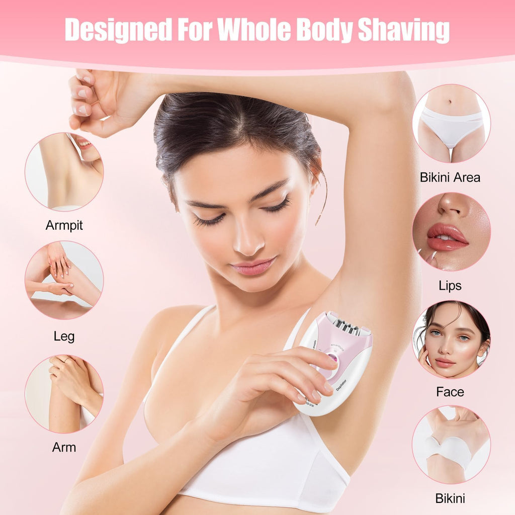Epilator,2026 Upgraded Epilator for Women Rechargeable Cordless Hair Removal Device with LED Light & Dual Speeds, for Facial, Bikini, Arm, Leg, and Armpit