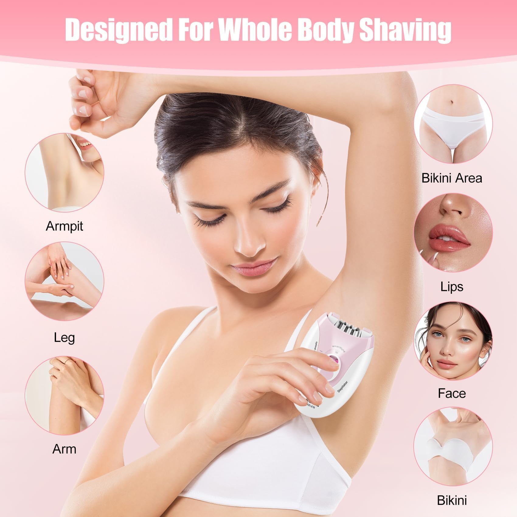 Epilator,2026 Upgraded Epilator for Women Rechargeable Cordless Hair Removal Device with LED Light & Dual Speeds, for Facial, Bikini, Arm, Leg, and Armpit