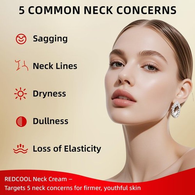 Redcool Neck Cream - Retinol & Collagen Neck Firming Cream for Wrinkles, Moisturizing and Anti-Aging, Perfect for Neck & Décolleté Skin Care - 1.76 fl.oz