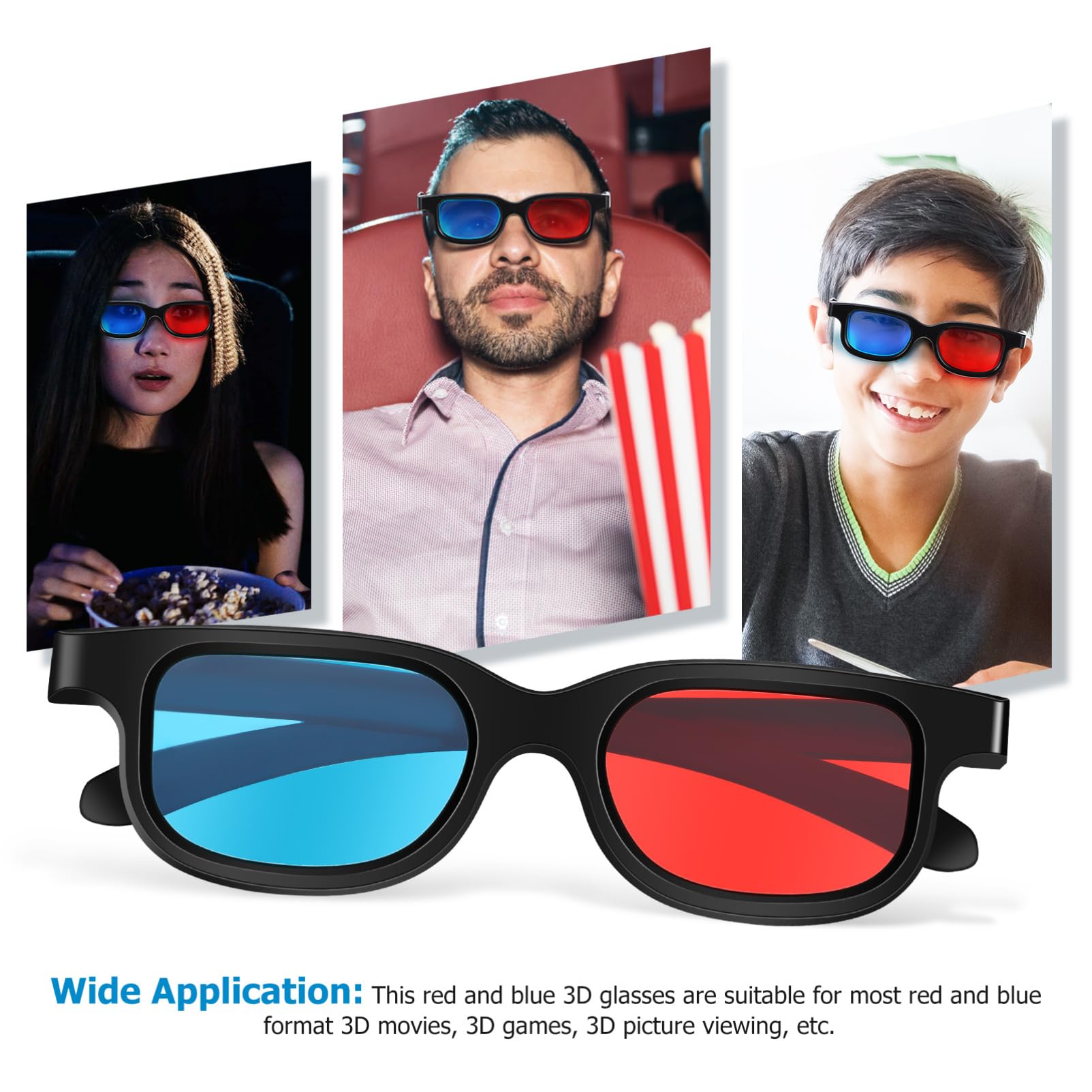 NOLITOY 3D Movie Gaming Glasses, 10Pcs Red-Blue Lens 3D Viewing Glasses Lightweight Frame Compatible with Ordinary Computer Monitors TVs Projectors