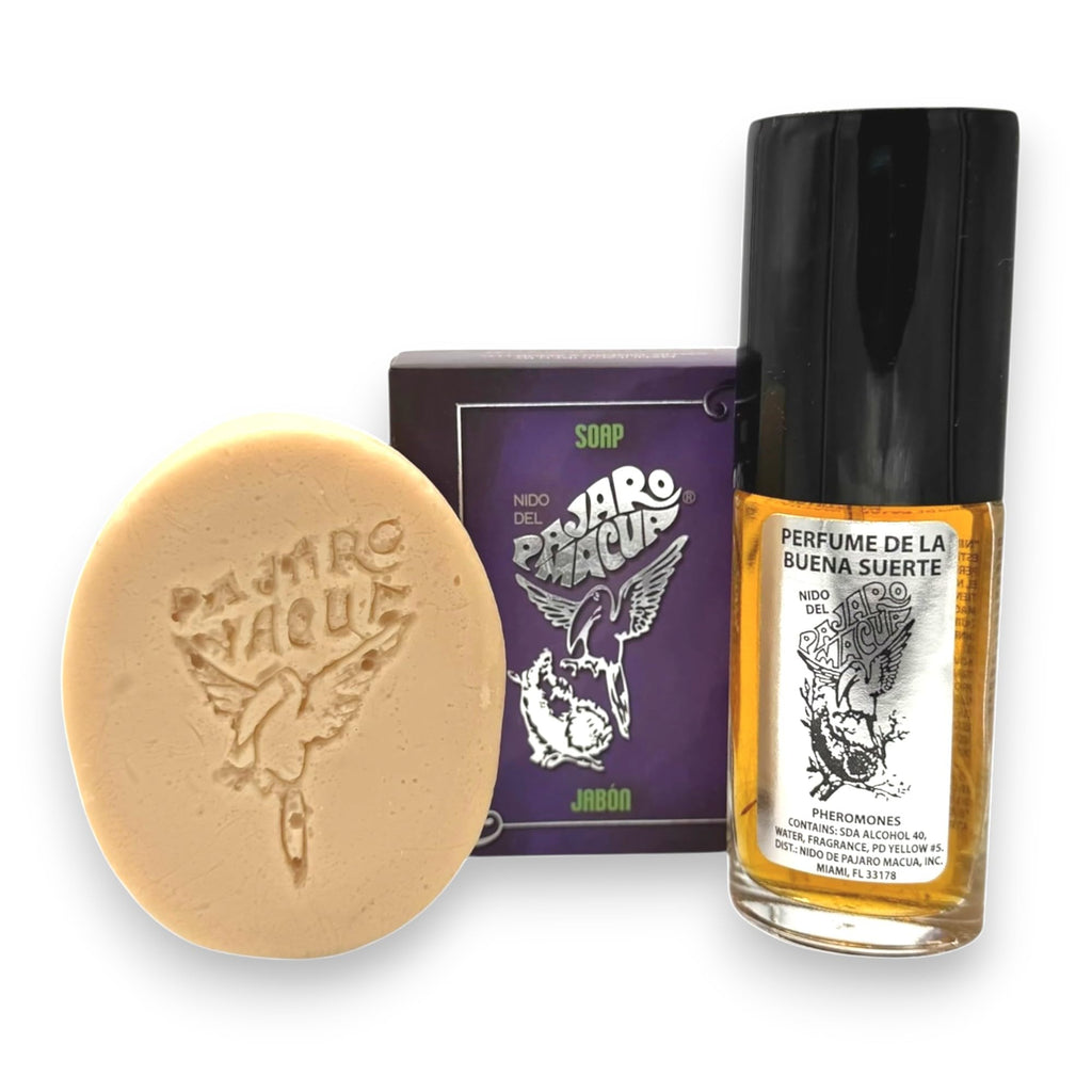 Pajaro Macua Good Luck Ritual Set with Pajaro Macua Perfume 1 oz and Spiritual Soap for Attraction, Prosperity and Love