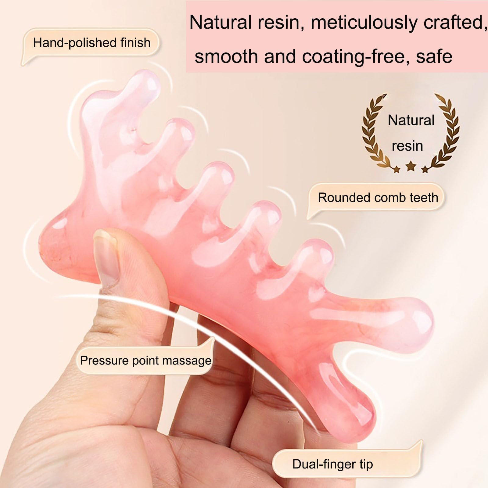 Gua Sha Facial Tools,4 in 1 Resin Head Massager Scalp Comb with Gift Pouch,Guasha Tool for Face, Eye & Body Lymphatic Drainage, Nose Sculpting&Jaw Lifting ,Gifts for Mom Girl Sister Friend (Pink)