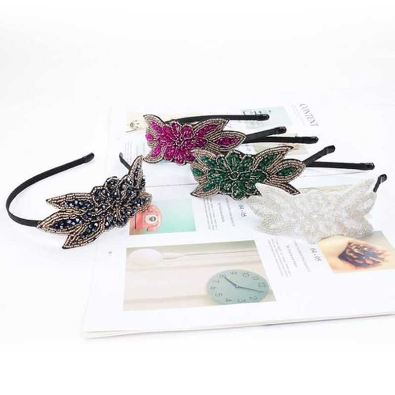inSowni 8 Pack Multi Color 1920s Hair Accessories Beaded Flower Headbands Rhinestone Elastic Hair Hoops for Women Girls