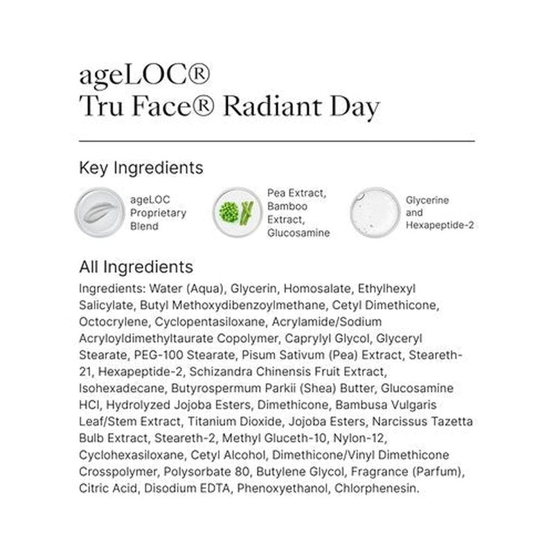 Nu Skin ageLOC Tru Face Radiant Day - Lightweight Daily Moisturizer With SPF 22 | Peptide & Botanical Blend | 1.0 fl oz