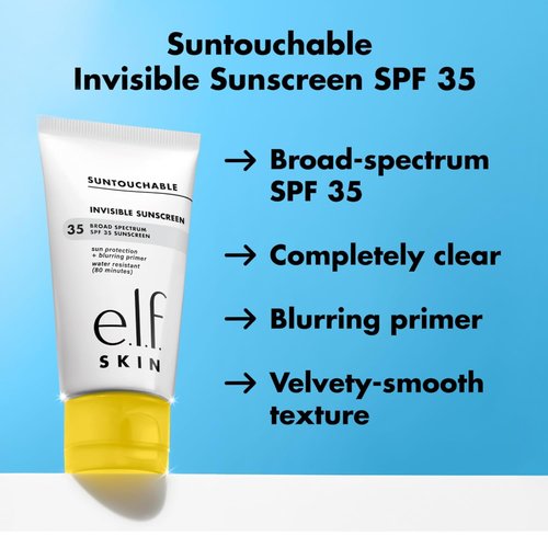 e.l.f. SKIN Suntouchable Invisible SPF 35 - Lightweight Gel Sunscreen & Makeup Primer, Vegan & Cruelty-Free
