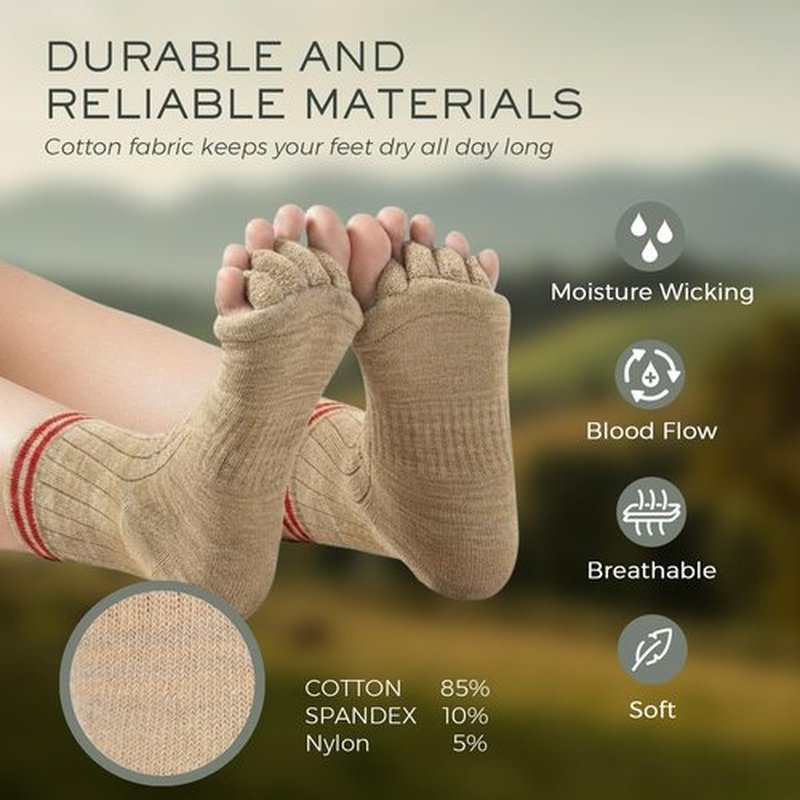 burning barefoot Toe Separator Socks,Foot Alignment Sock for Health Care, Pain Relief, Bunion Corrector, Breathable Toe Socks