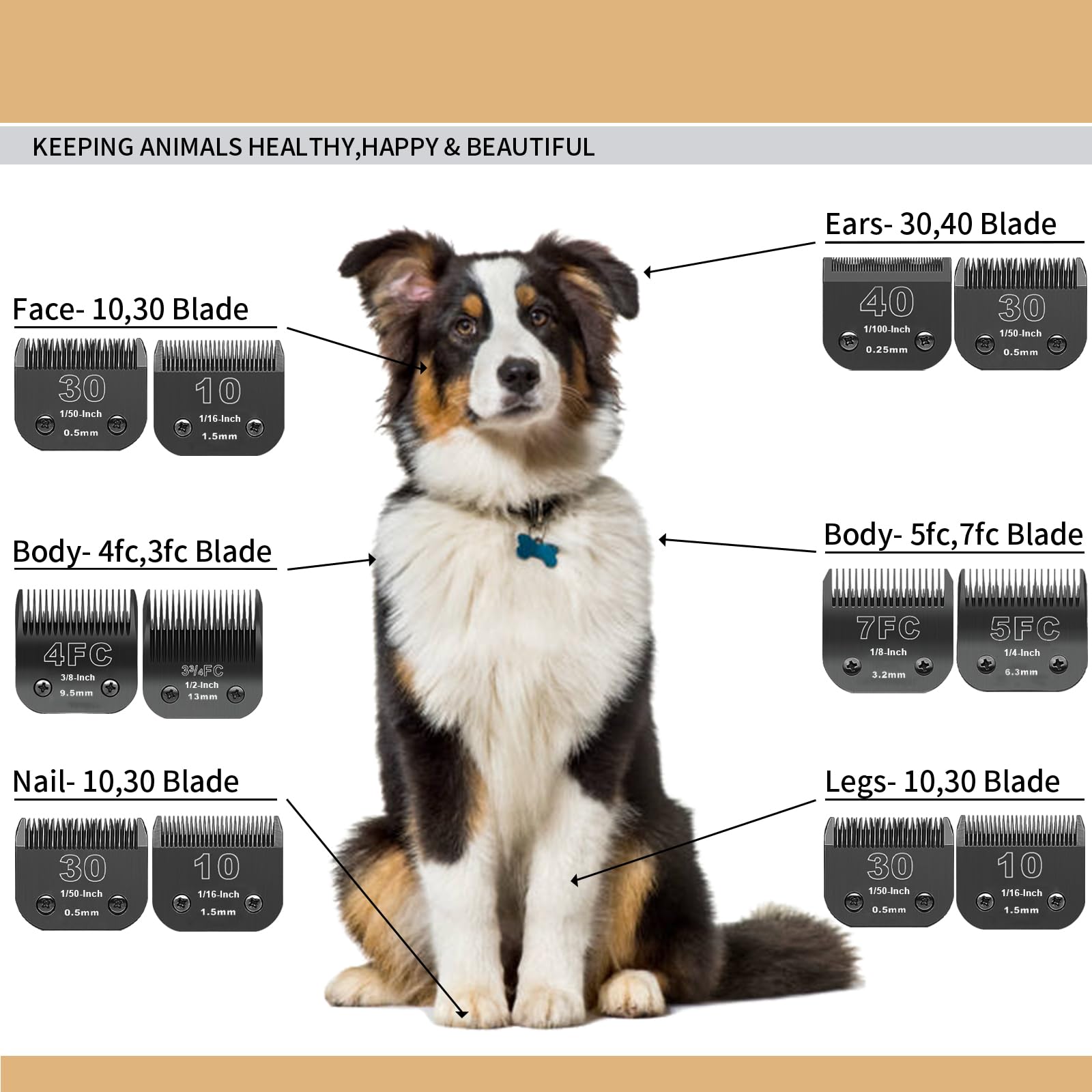 DODAER Detachable Stainless Steel Pet Blades Compatible with Andis & Oster A5 Grooming