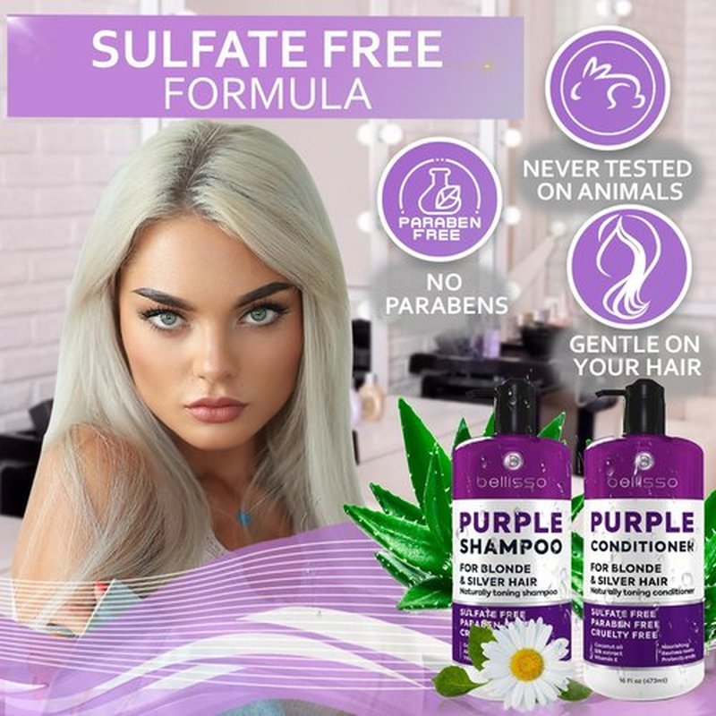 Skiennix Purple Shampoo and Conditioner Set - Sulfate & Paraben Free Toner for Platinum Blonde, Silver & Grey Hair (2 x 16 fl oz)