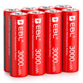 EBL AA Rechargeable Lithium Batteries 12Pack, 3000mWh Double A Battery 1.5V Constant Voltage and Long-Lasting