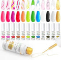 Gel Polish Gel Liner Nail Polish Set-12 Colors Gel Nail Art Polish for Swirl French Nails, Built-in Thin Brush in Bottle for Nail Art Painting Drawing Nail Designs Polish, Gift Set for Women Girls