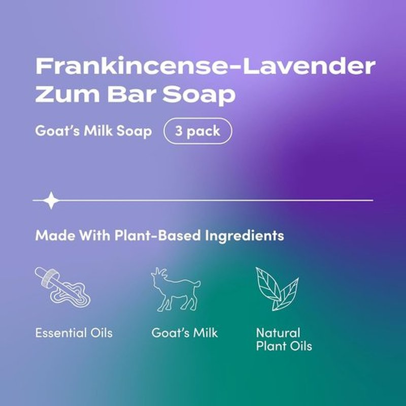 Indigo Wild Goat's Milk Soap Bar - Moisturizing Hand & Body Soap with Essential Oils - 3 oz | Frankincense-Lavender (3 Pack)