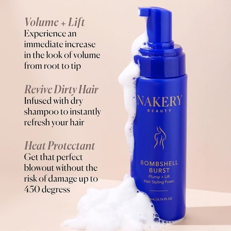 Nakery Bombshell Burst Hair Foam - Volumizing Mousse for Curly & Straight Hair | Lightweight, Biotin & Keratin Formula