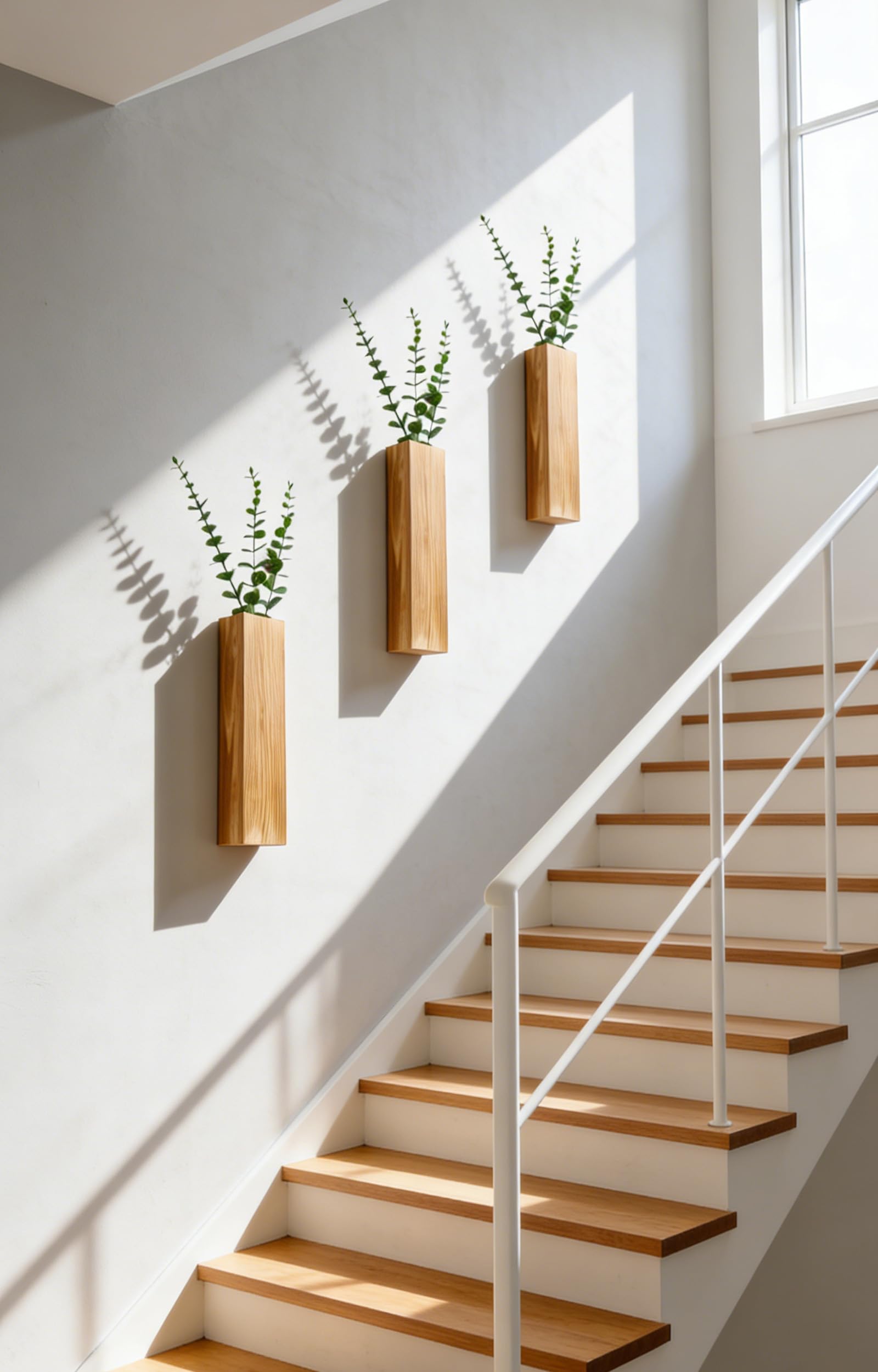 Yumetonia Wood Wall Vase Planters with Artificial Plants,Boho Wall Decor for Bathroom Living Room Bedroom Kitchen,Modern Farmhouse Art Decor Hanging Planters for Dried Flowers Home Office 3pcs Brown