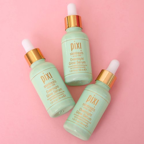 Pixi Overnight Glow Serum | Glycolic Acid Exfoliating Serum for Radiance | Helps Reduce Fine Lines & Sun Spots | With Aloe, Cucumber & Nourishing Vitamins | 1.01 fl. oz/ 30 ml