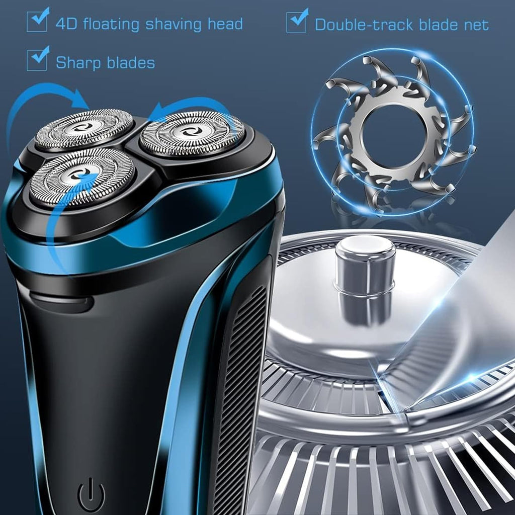 Snapbuy Electric Razor for Men, Snapbuy Electric Razor Pro of Father, 4D Floating Head Rotary Shaver, Ipx7 Waterproof Electrical Razors, Wet & Dry Fast Charging Electrical Shaver LCD Display (Gray)