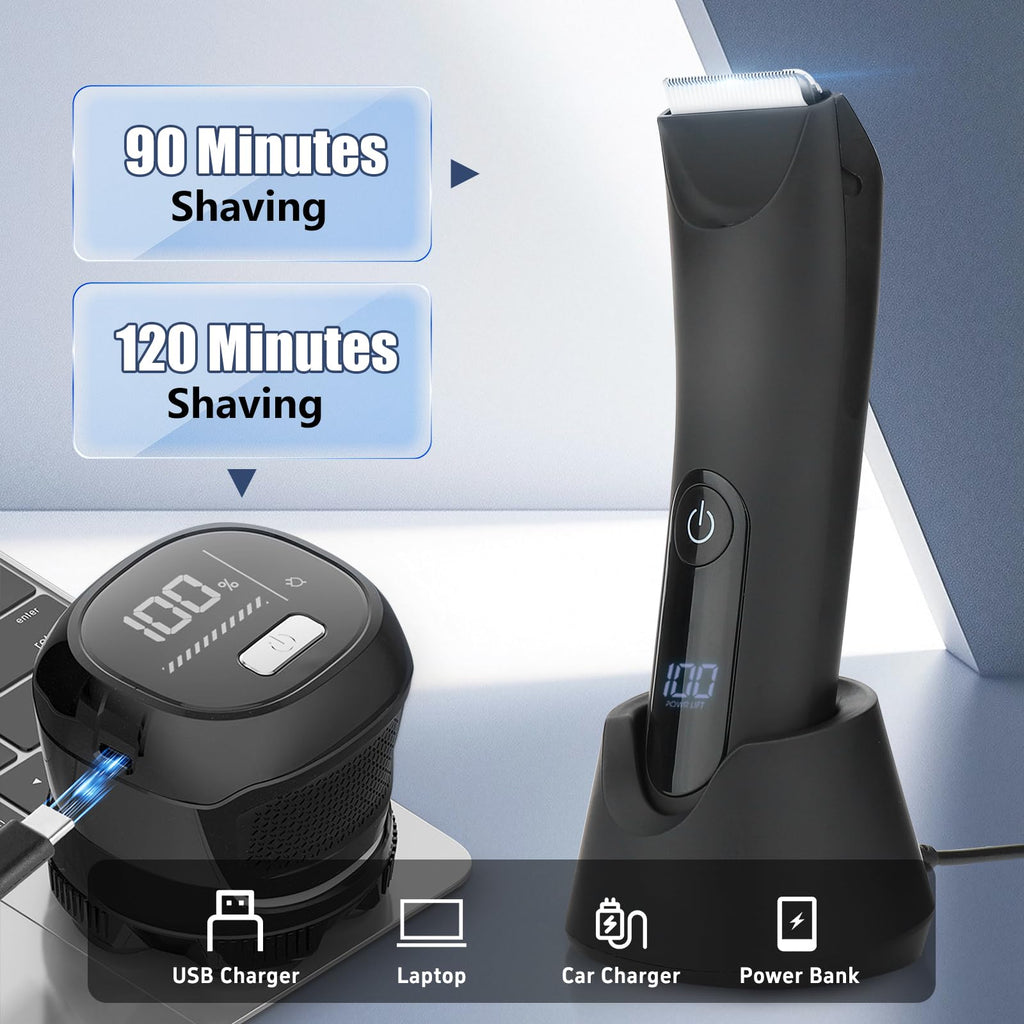 SUNNOW Body Hair Trimmer & Bald Head Shavers for Men, Manscape Ball Pubic Body Groomer Head Electric Shavers Razor Kit for Women/Bikini/Groin Grooming