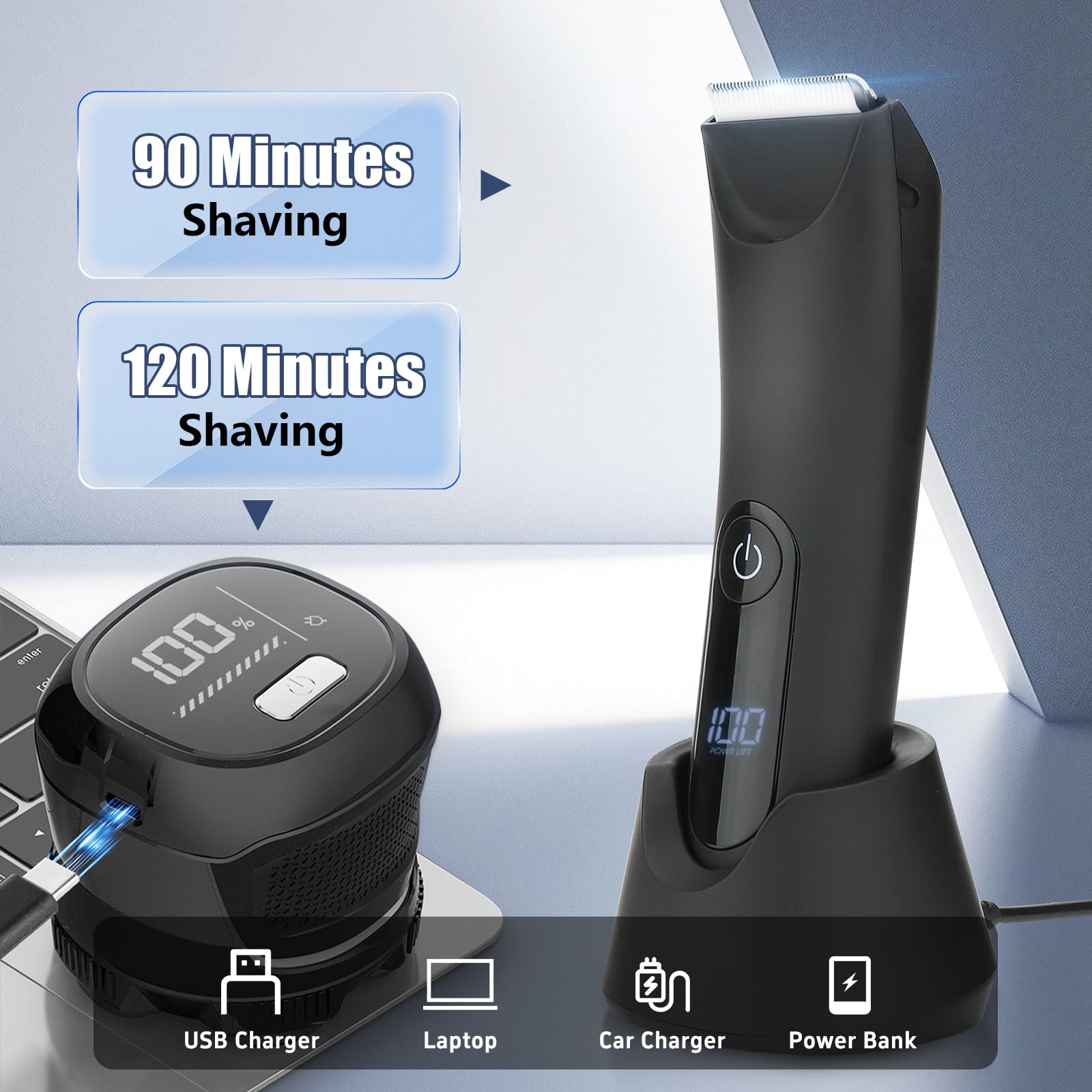 SUNNOW Body Hair Trimmer & Bald Head Shavers for Men, Manscape Ball Pubic Body Groomer Head Electric Shavers Razor Kit for Women/Bikini/Groin Grooming