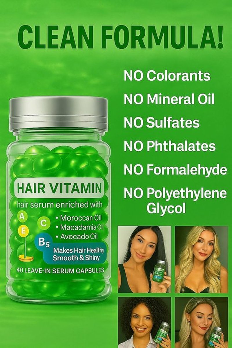 Nova Glowdrop Hair Treatment Serum, for Hair Growth, Hair Serum Oil Capsule for Women & Men, 40 Leave-in Capsules with Vitamins A C E B5, Hair Treatment Oil with Moroccan, Macadamia and Avocado Oil