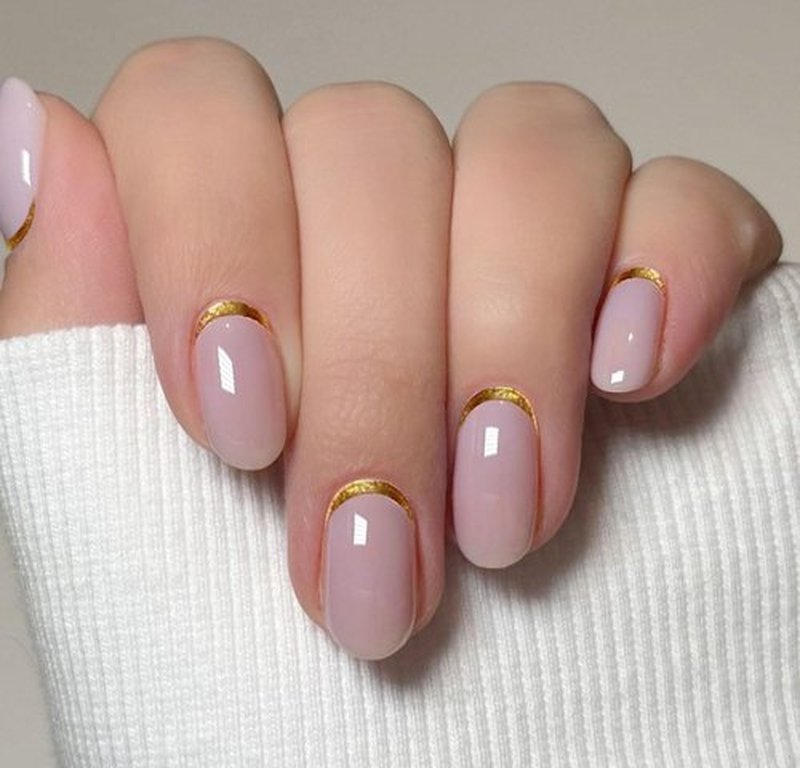 JMEOWIO Gel Nail Stickers Gold Line French Tip Semi Cured Gel Nail Strips Wraps UV/LED Nails Art Design Decoration Accessories