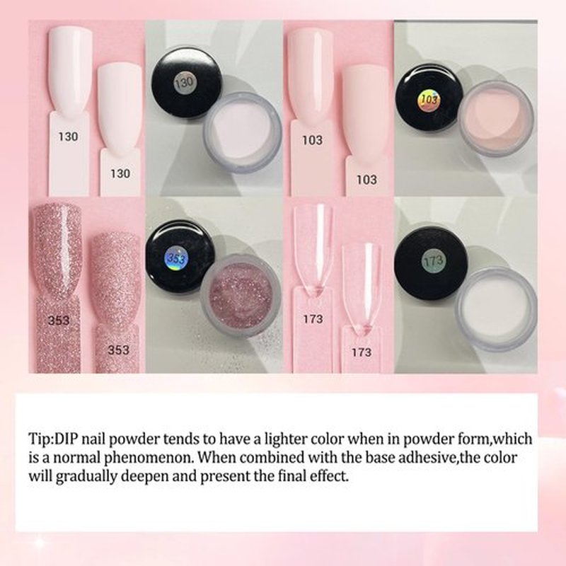 AZUREBEAUTY Dip Powder Nail Kit Starter, 4 Colors Glitter Soft Pink French Nail Art, with Base Coat, Top Coat and Activator Liquid, Suitable for All Seasons, Ideal for DIY Manicure and Salon Use