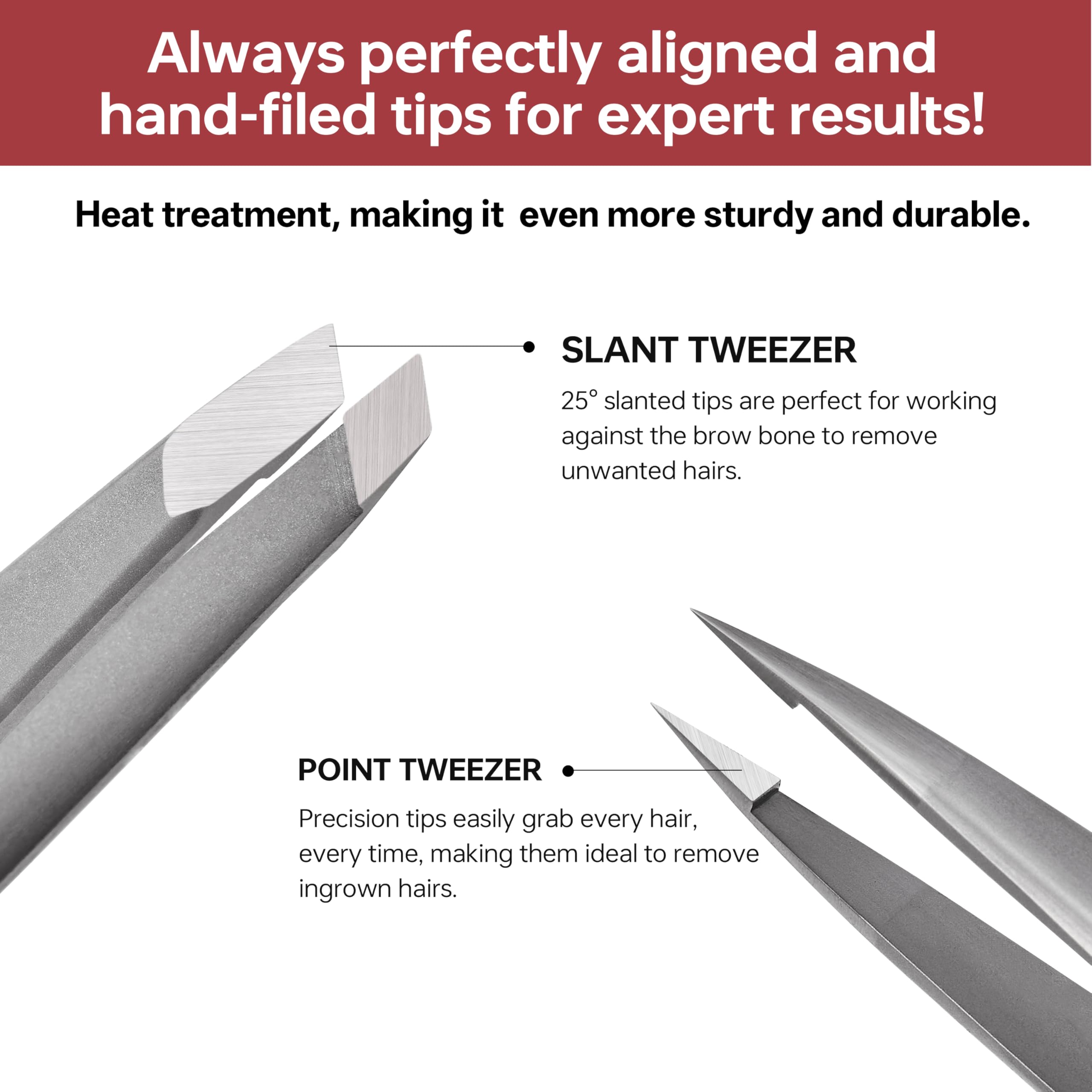 NILIYA Pointed Tweezers for Women Facial Hair, Professional Fine Point Eyebrow Tweezers with Comfortable Handle, Ingrown Hair and Splinter Removal, With Travel Case