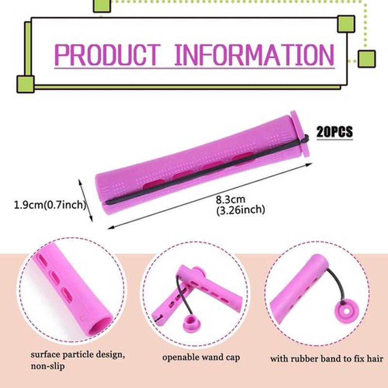 Skiennix 20-Piece Women's Perm Rods Set - Cold Wave Hair Rollers for All Hair Lengths | Purple