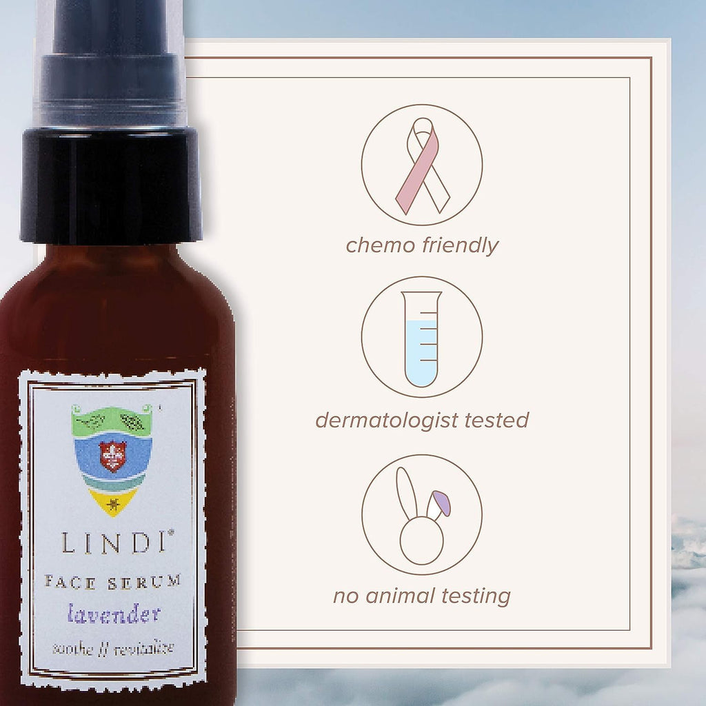 LINDI SKIN Lavender Face Serum - Ultimate Moisture and Comfort To Restore Your Skin Immediately - Reduce Facial Rash, Redness, and Itching - Relieves Uncomfortable Effects of Chemo Rash(1 fl oz)