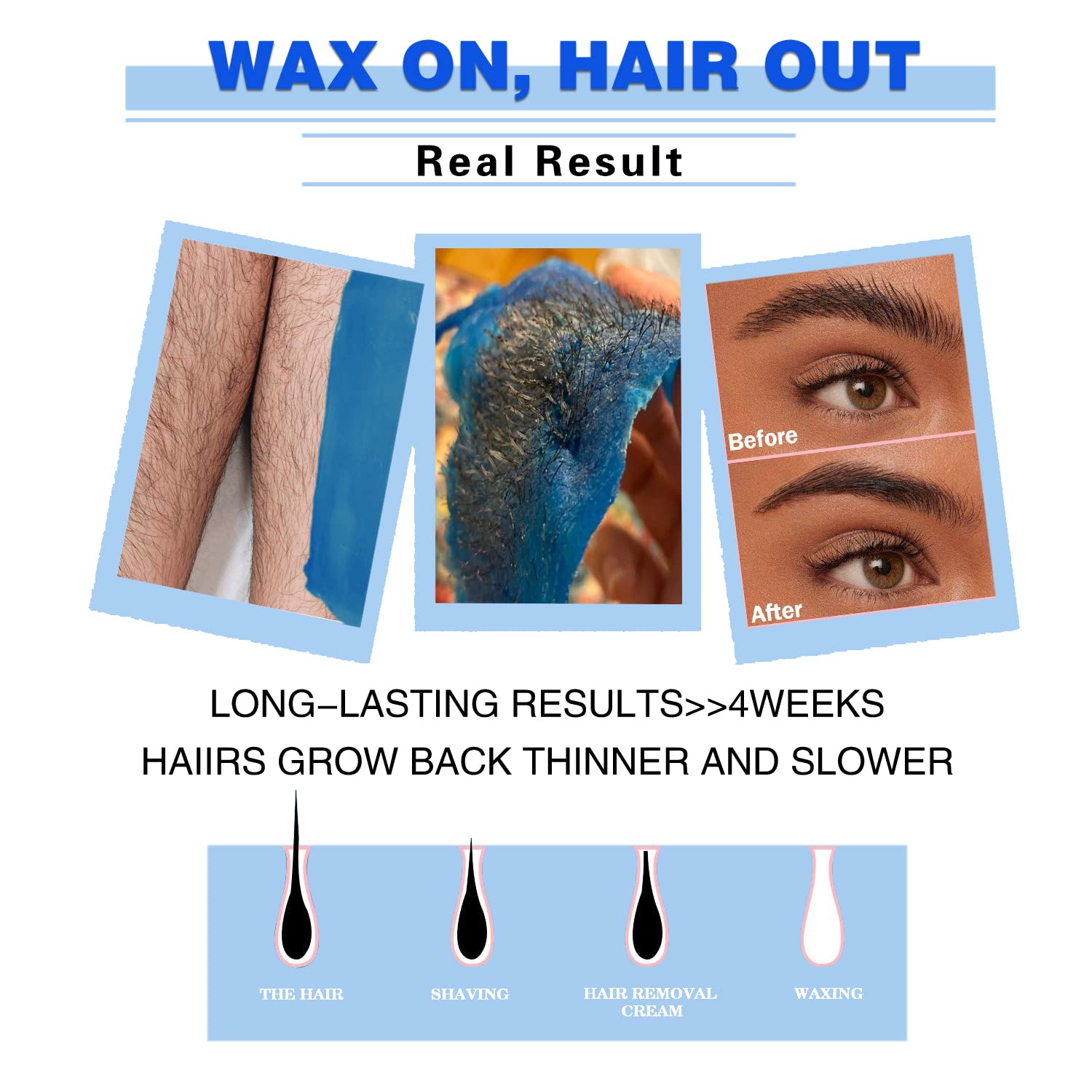 Honey Painless Wax Beads for Sensitive Skin - 1LB for Bikini, Eyebrow, and Facial Hair Removal at Home with 20 Spatulas for Women and Men
