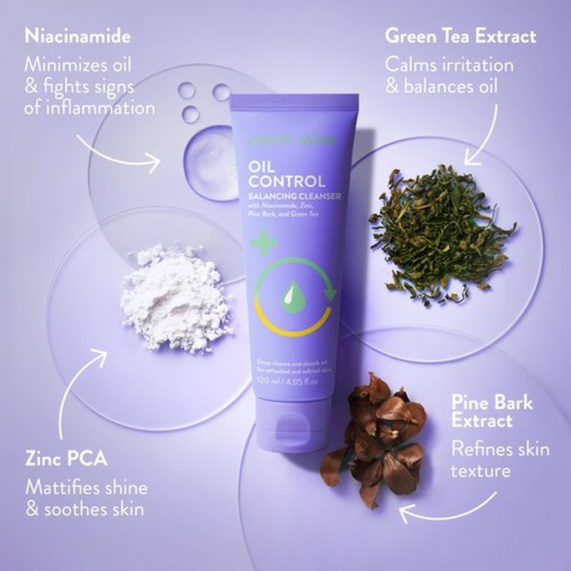 Peach Slices - Oil Control Balancing Cleanser (4.05 oz) - Deep Cleanse, Absorb Oil - Refreshed & Refined Skin - Niacinamide, Zinc, Pine Bark, Green Tea - Vegan, Cruelty Free, Korean Skin Care & Beauty