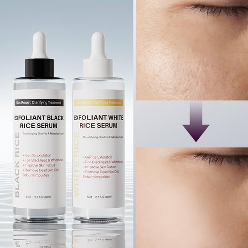 Face Exfoliant, Glow Rice Exfoliant Ampoule Duo, Gentle Soft Peel Exfoliating Face and Body Scrub Skin Shot, Lightweight Hydrating Glow Formula for All Skin, 5.4fl oz*1 Set