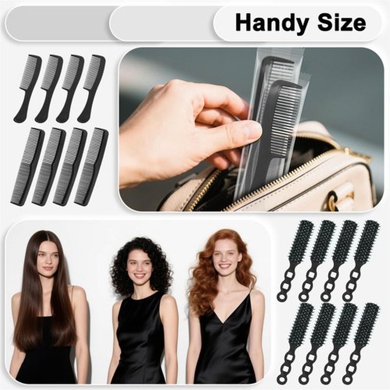 Gisdo 30 Pcs Hair Brush and Comb Set in Bulk,Individually Wrapped, Bulk Comb Brush Hairbrush for Women Kids Hotel Homeless Charity (Black)
