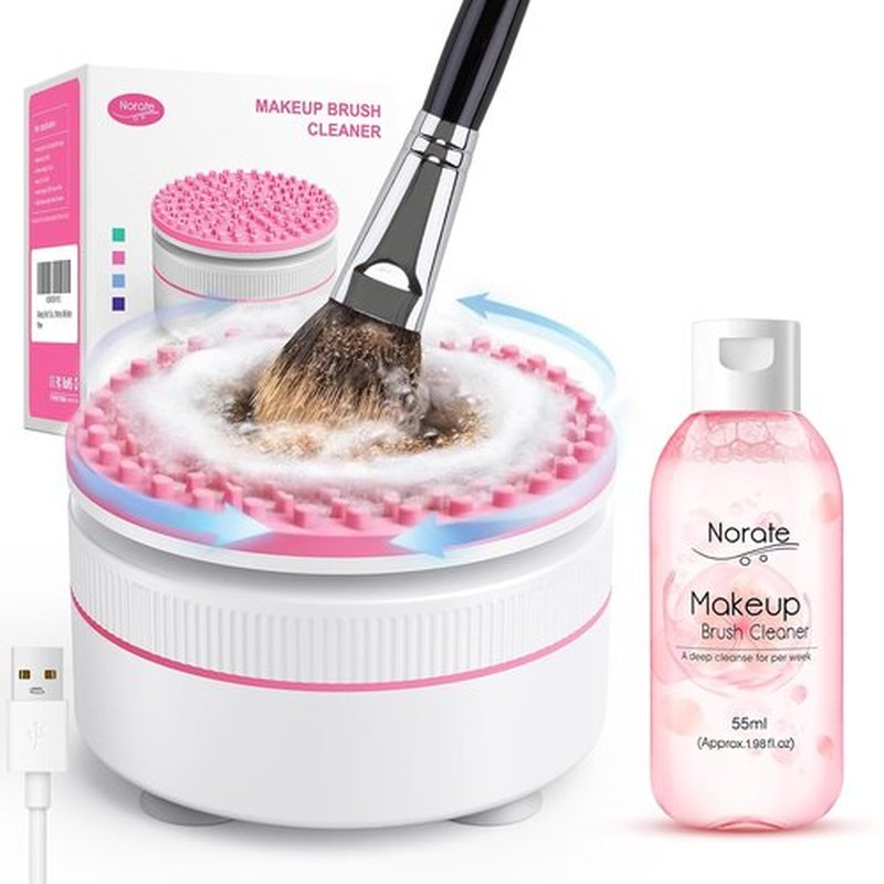 Norate Electric Makeup Brush Cleaner - Automatic Spinning Washer with 1.98 Fl.Oz Cruelty-Free Shampoo | Ideal Gift for Makeup Lovers