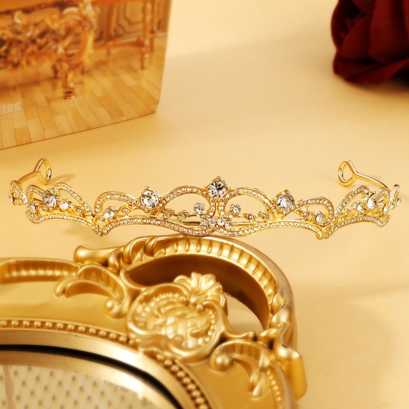 Vovii Gold Tiaras and Crowns for Women, Rhinestone Princess Crowns for Women Girls, Small Gold Tiara Crown Headband for Women Halloween Costume Party Prom Bride Birthday