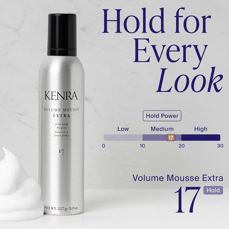 Kenra Volume Mousse Extra 17 - Firm Hold Lightweight Formula | Tames Frizz & Conditions | 8 oz
