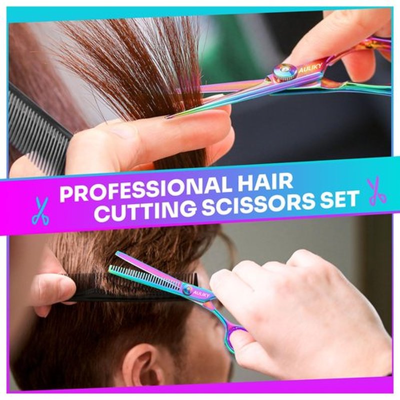 Hair Cutting Scissors Shears Kit, 6.7” Barber Scissors,Professional Haircut Kit,Stainless Steel Hairdressing Thinning Scissors Shears for Barber,Salon,Women,Home,Men