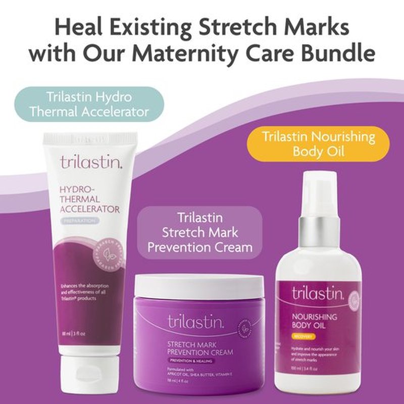 TriLASTIN Stretch Mark Cream for Pregnancy – Hydrating Belly Cream for Pregnant Women- Shea Butter & Vitamin E, Paraben Free, No Added Fragrances - Maternity Body Lotion – 4 oz, 3 Pack