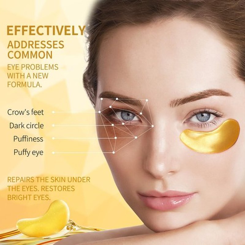 Tunbot Eye Mask - 60 Pieces - 24k Gold Eye Mask - Anti-Aging - Contains Collagen & Hyaluronic Acid - Removes Dark Circles, Puffiness & Wrinkles, Moisturizes - Home Skin Care