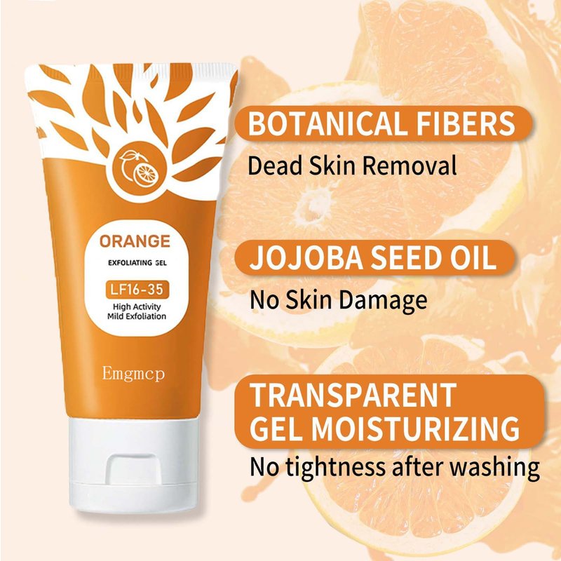 Orange Enzymes Exfoliating Gel for Face and Body, Deep Pore Cleansing & Tightening, Improve Blackhead, Moisturizing Scrub to Smooth Skin, Gentle for All Skin Types (1pc, 50ml)