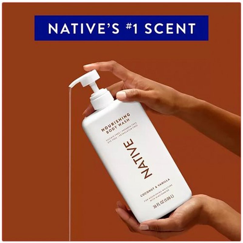 Native Body Wash - Coconut & Vanilla - Sulfate Free - 36 Fl Oz
