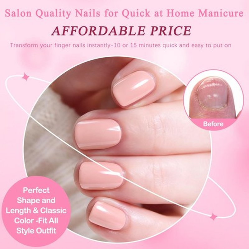 360pc Square Press on Nails Short Fake Nail, Nude Acrylic Nails Press on Nail Square Glue on Nails Nude False Nail Tips Full Cover Short Press-on Nails Artificial Fingernail for Women Teen Girls