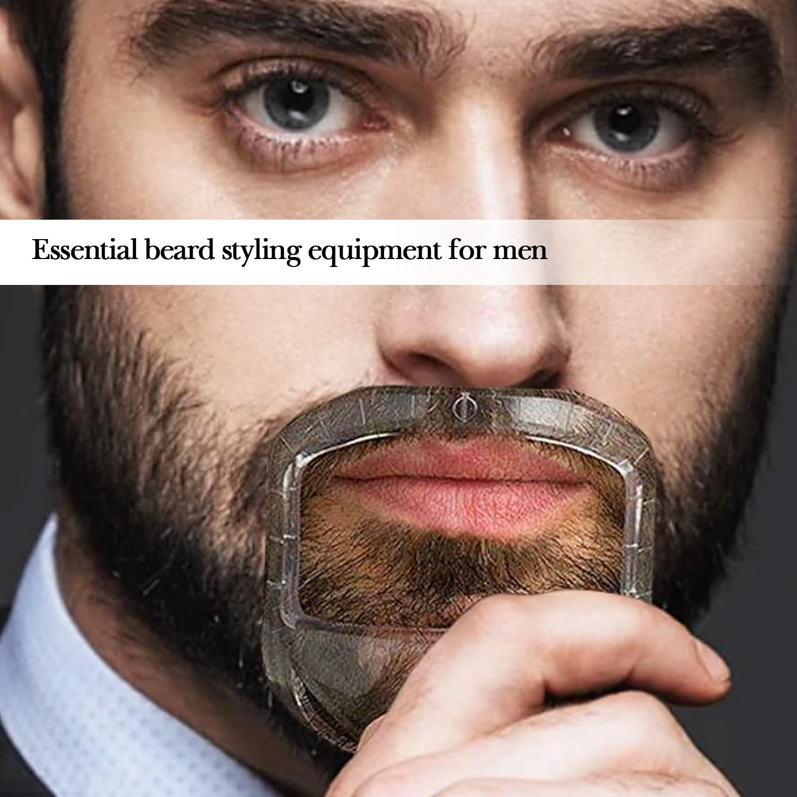 Linkidea Beard Styling Tool with Comb, Beard Guide for Men, Transparent Moustache and Side Legs for Jaw Line Cheek Neck Symmetrical Line