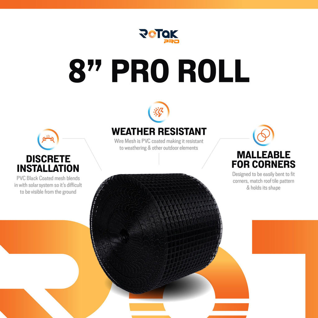 Critter Guard PRO 8in x 100ft Solar Panel Bird Guard Prevention Roll Kit