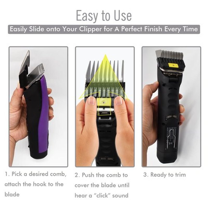 8 Pieces Professional A5 Style Animal Clipper Stainless Steel Color-Coded Snap-on Attachment Guard Guide Combs Set, 1/8"-1" Compatible with Wahl KM Series Oster A5 Andis Detachable Blade Pet Groomers